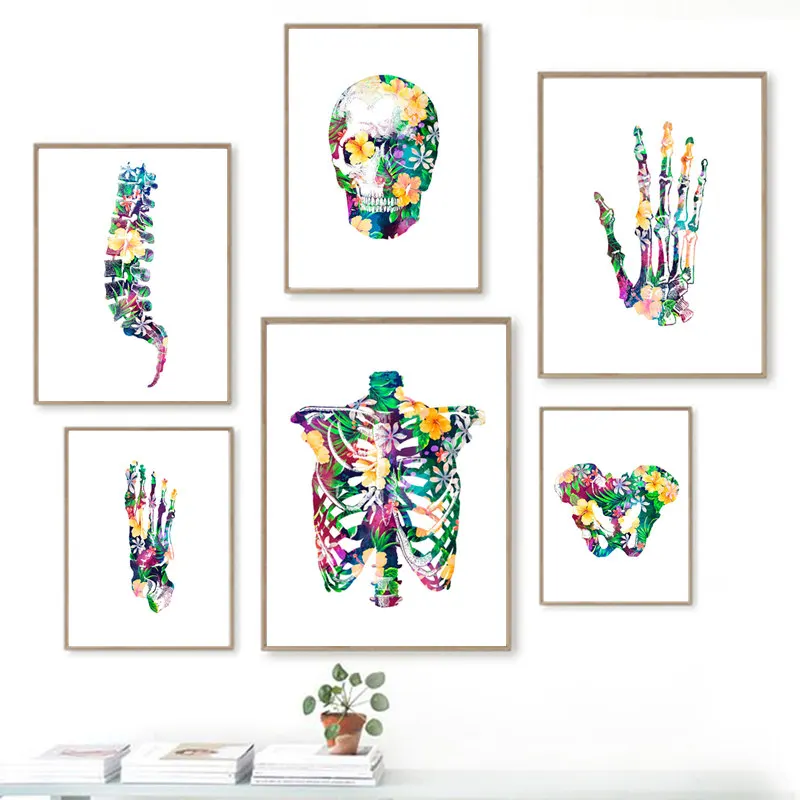 Human Anatomy Posters And Prints Green Flower Organ Wall Art Canvas Painting Medical Educational Picture for Doctor Clinic Decor