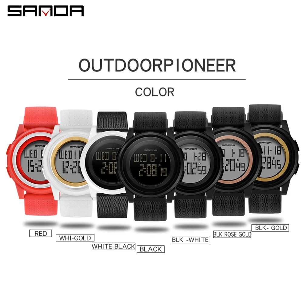 SANDA Brand Luxury 9mm Super Slim Sport Watch Men Electronic LED Digital Wrist Watches For Men Male Clock Relogio Masculino