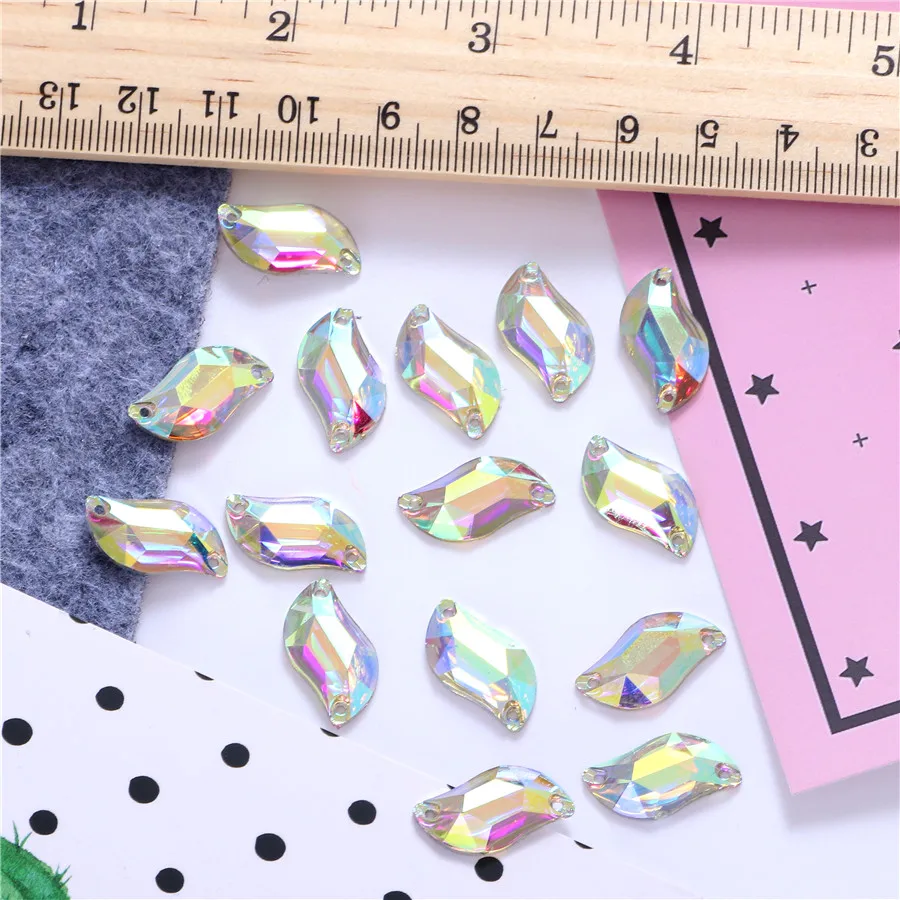 3 sizes S shape Resin Sew on Rhinestone Crystal AB flatback Sewing Stones strass for clothing accessories shoes