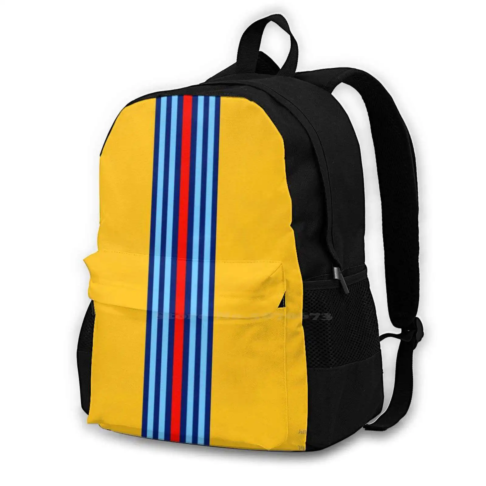 Racing Stripes Yellow Background School Bag Big Capacity Backpack Laptop 15 Inch Him Forth His Easter Birthday Le Mans X Mas