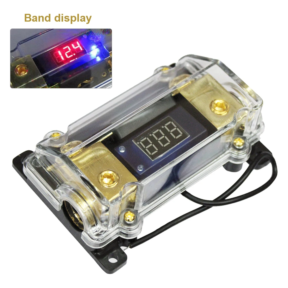 100A Car AGU Audio Power Fuses Holder Block LED Digital Display 0GA In 4GA Out