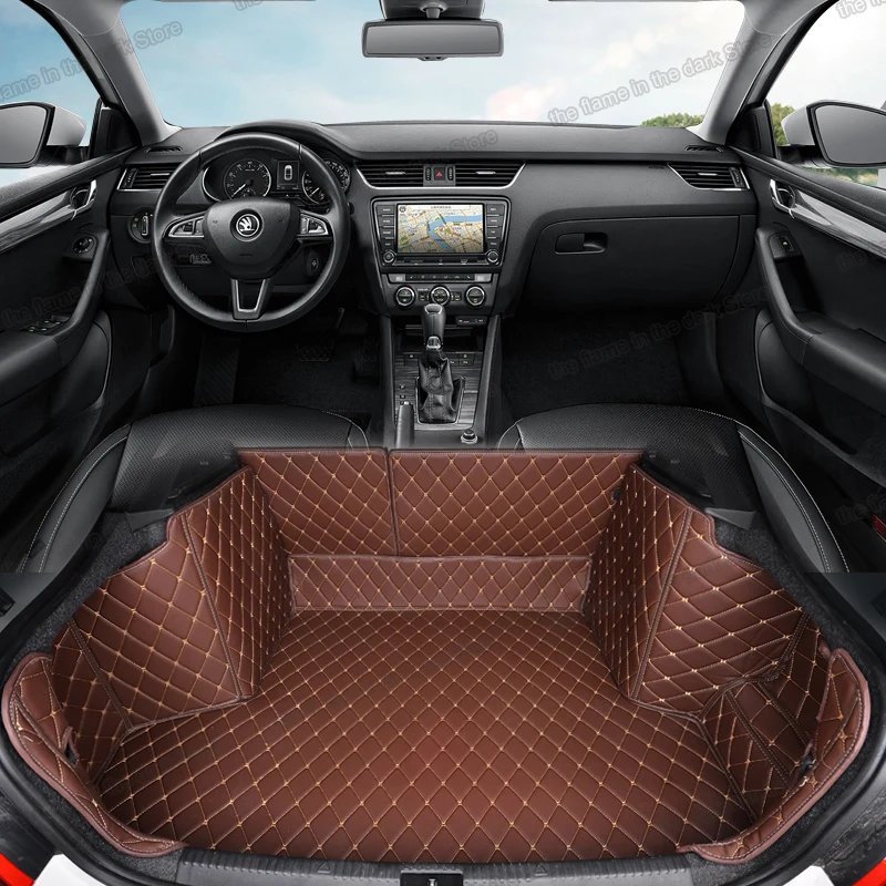 

Leather Car Trunk Mat Cargo Liner for skoda octavia 2013 2014 2015 2016 2017 2018 2019 mk7 estate rear boot interior accessories