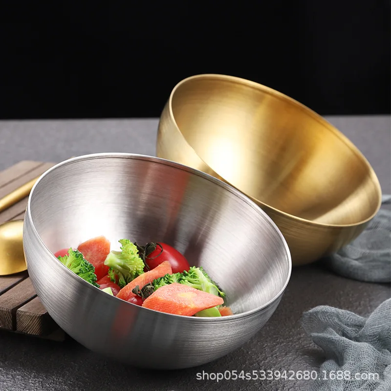 

Korean golden salad bowl stainless steel Korea cold noodle bowl household large fruit bowl snail powder bowl creative tableware