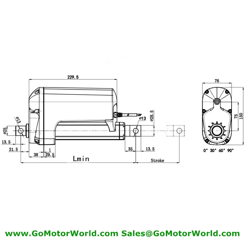 Imagem -04 - Atuador Linear Ajustável para Indústria de Curso Pesado 12000n 1200kg 2640lb Força 12v 24v 100 mm