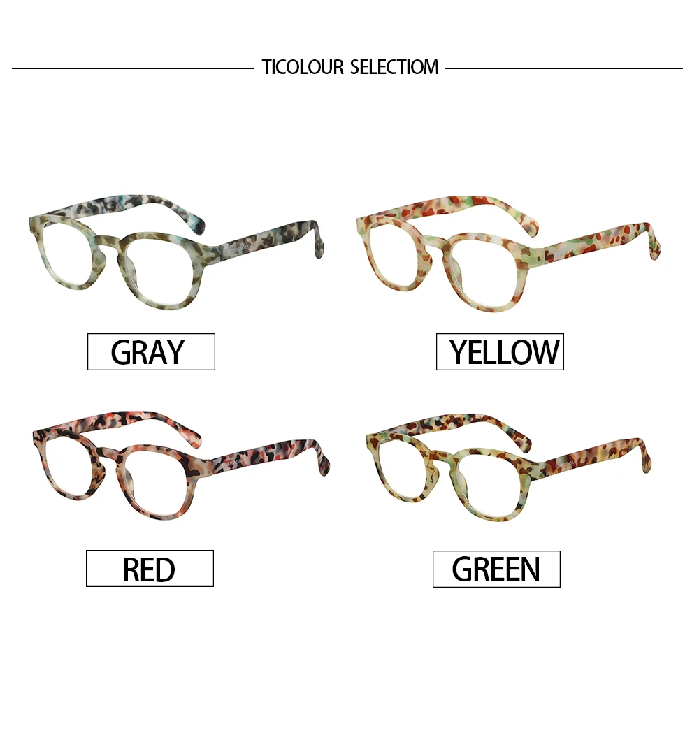 Turzing Round Reading Glasses Ladies Reading Glasses Spring Hinge Reader Glasses for Women Eyeglasses with Pattern Print