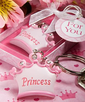 

Free Shipping 10pcs/lot Baby showers Pink and Blue Crown key chain Prince Key Chain