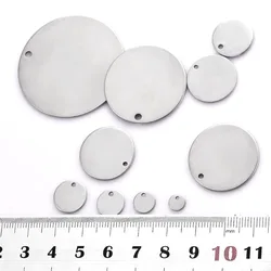 20Pcs 100% Stainless Steel 6/8/10/12/15/18/20/25/30/35mm Disc Round DogTag Charm Pendant Metal Necklace For Jewelry Making