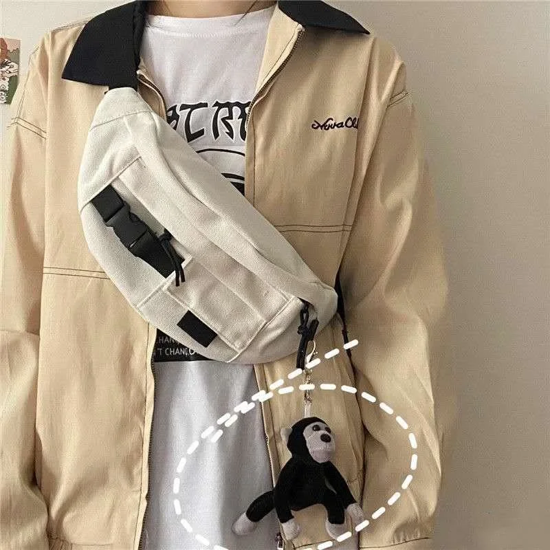 2023 Techwear Harajuku Canvas Cross cintura in vita telefono Banana Bag marsupio per le donne Banane Sac Pochete Chest Bolsos