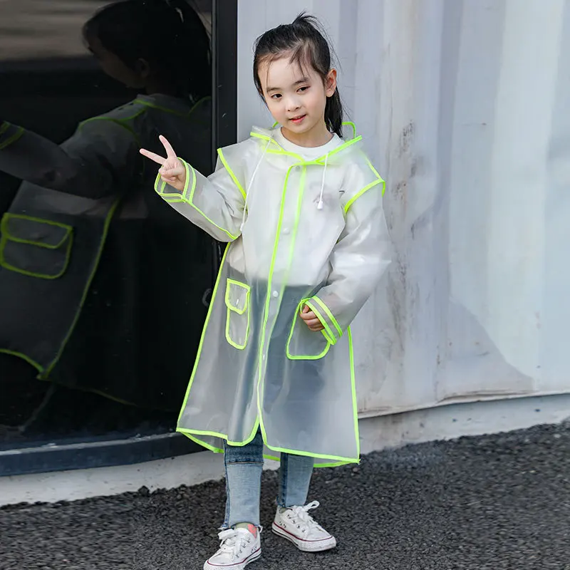 Kids Raincoat Cartoon Cute Rainwear Household Goods Children\'s Waterproof Poncho Transparent Travel Rain Coat EVA