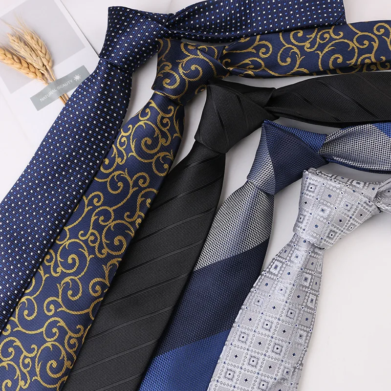 Corbatas de 7cm Para Hombre, Corbatas de lujo a rayas azules, Corbatas de negocios, accesorios de camisa, regalo de matrimonio