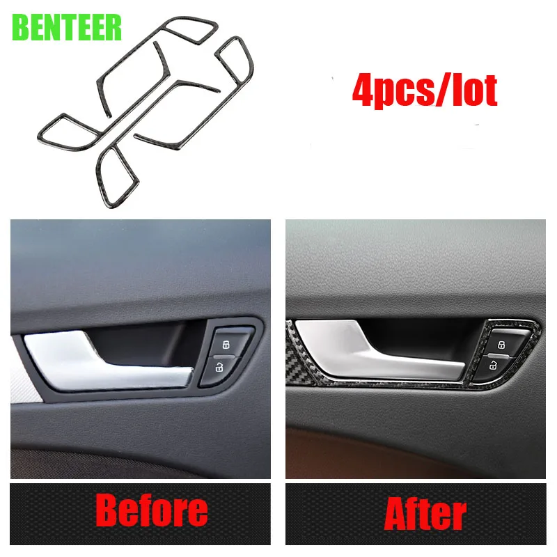 

4Pcs Real Carbon Fiber Car Interior Door Decoration Sticker For Audi A4 A5