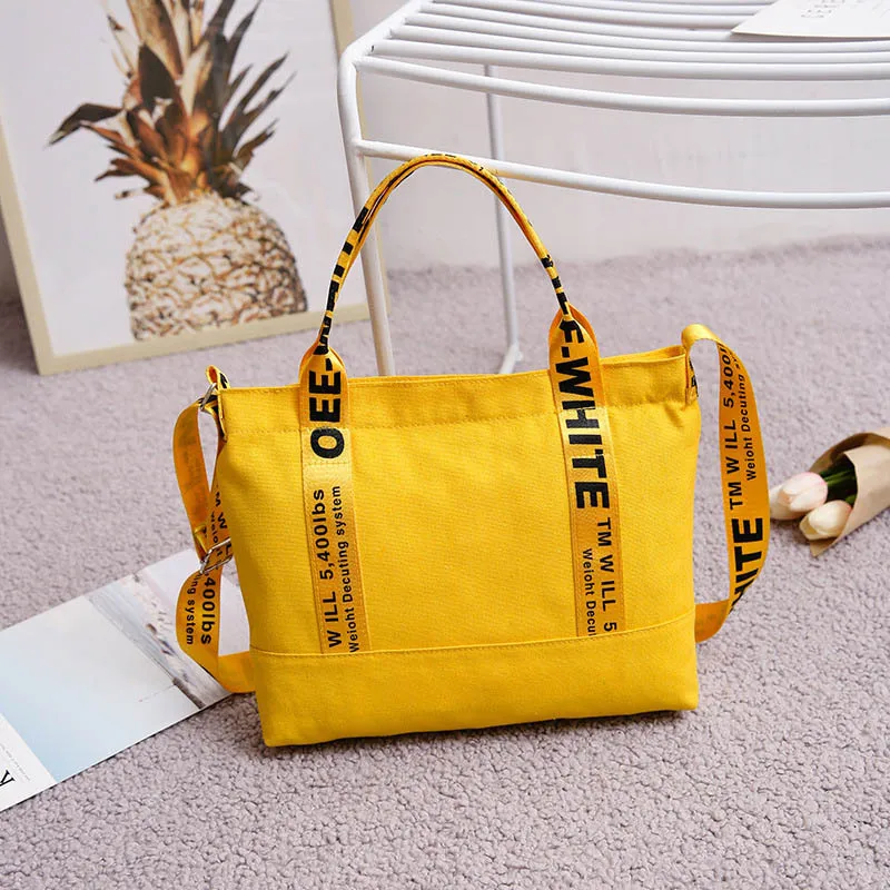 2021 Unique Women Canvas Shoulder Bags Trend Letters Casual Crossbody Bags for Lady Large Capacity Handbags Bright Color Tote