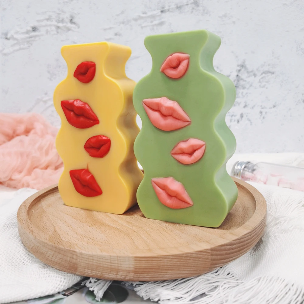 Newest 3D Cute Pucker Up Lips Candles Moulds Kiss Lip Mouth Silicone Mold For Candle Making