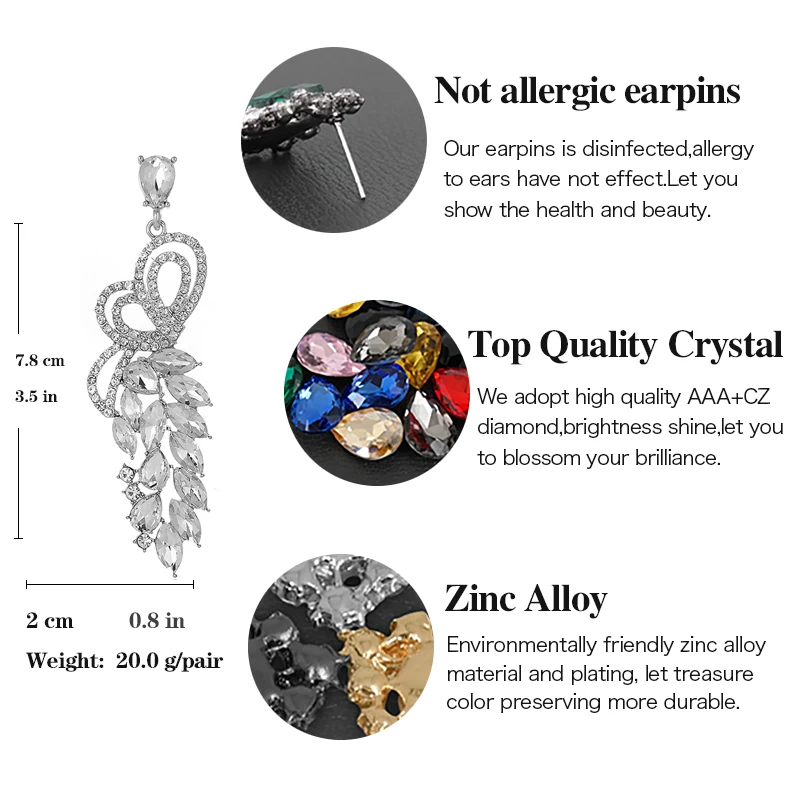 VEYO Crystal Hollow Luxury Drop Earrings Butterfly Party Dangle Earrings for Women Fashion Jewelry New