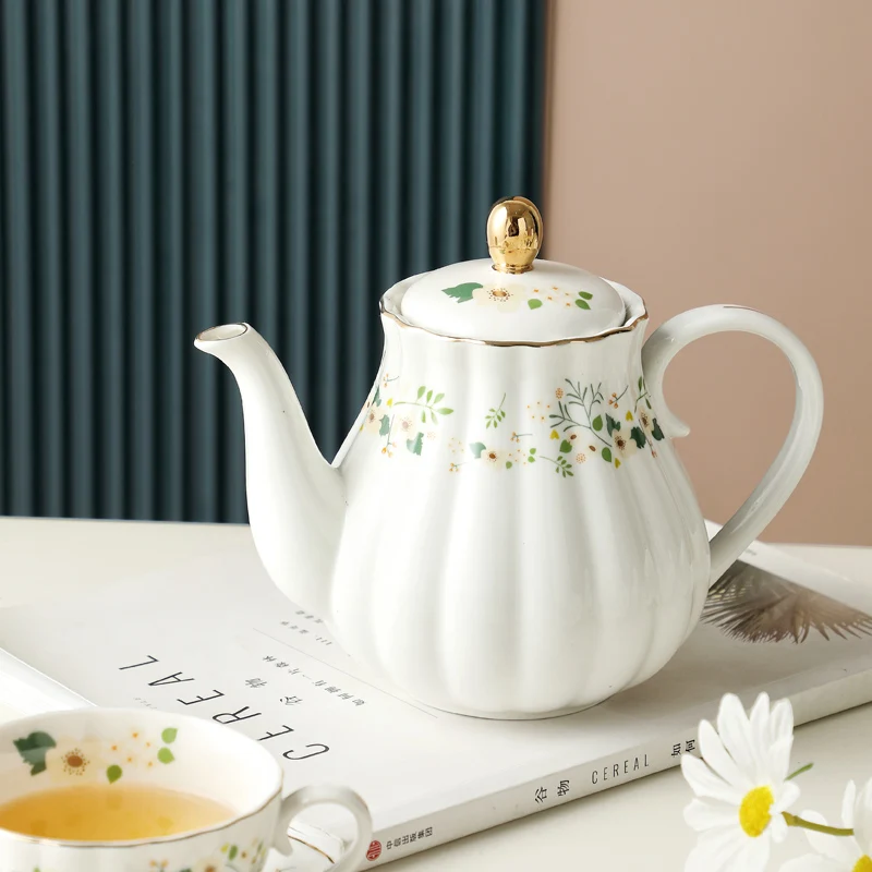 

Ceramic Teapot Garden Style Pumpkin Shape Waterware Creative Teapot With Tea Strainer Coffeeware Home Drinkware