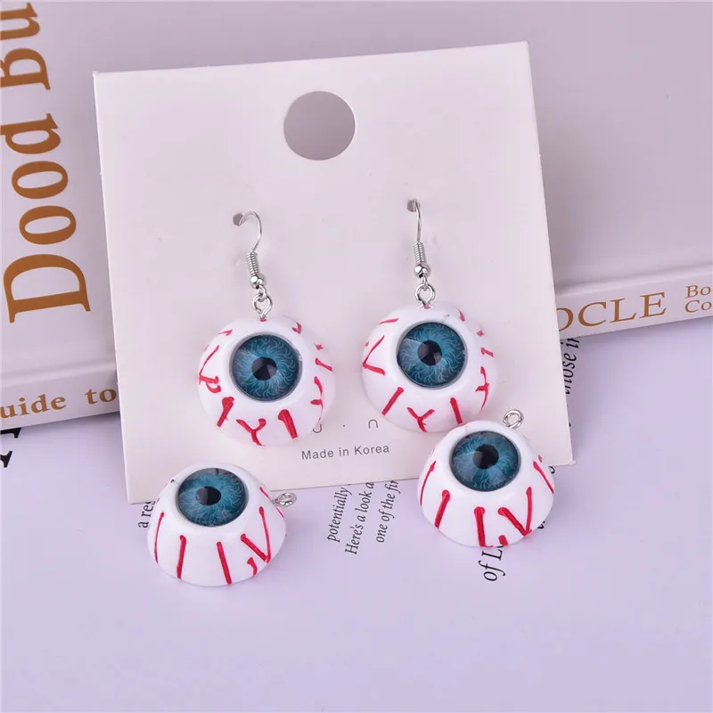 6pcs/pack Halloween Blood Evil Eye Resin Charms Pendant  for DIY Earring  Keychain Jewelry Making