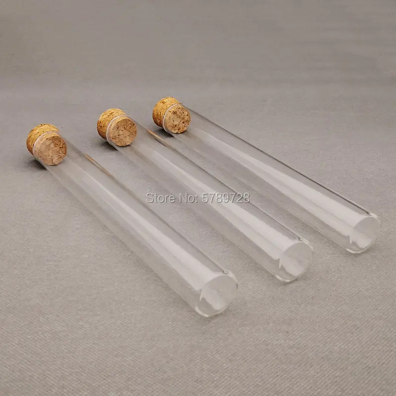 

5pcs/lot 25x200mm Glass Flat bottom test tube with cork stopper,Thickened laboratory glass reaction vessel