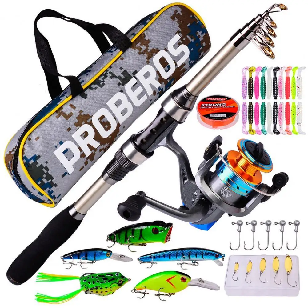 

Fishing Tackle Kit Casting Rod Multiuse Carbon Fiber Fishing Line Lure Bag Hooks Full Set Outdoor Fishing Tools