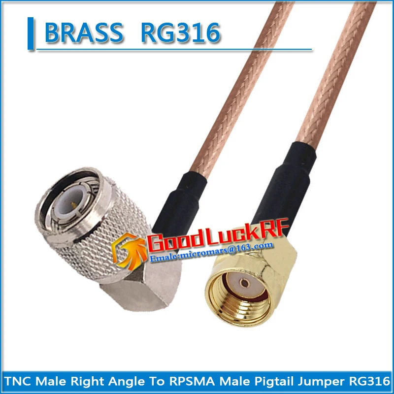 

1X Pcs TNC Male Right Angle 90 Degree to RP-SMA RPSMA RP SMA Male Coaxial Type Pigtail Jumper RG316 Cable N to RPSMA Low Loss