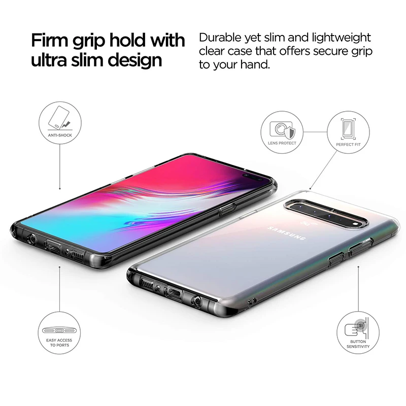 Silicone Crystal Clear Phone Cases for Samsung Galaxy S10 5G E S10E Plus Lite S105G S10Plus Soft TPU Transparent Thin Back Cover