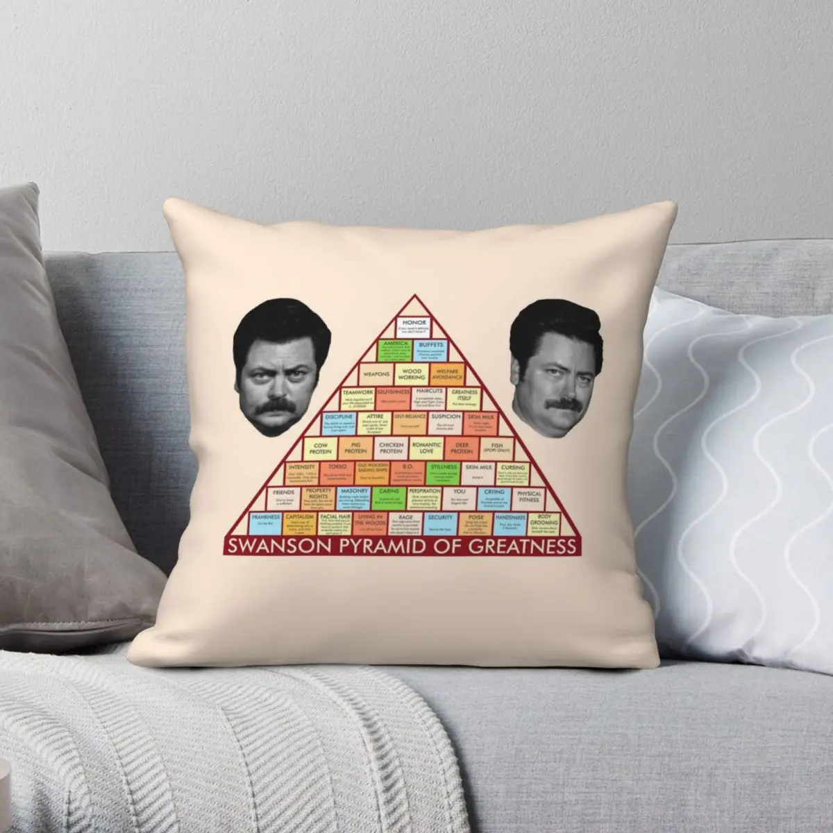 Ron Swanson's Pyramid Of Greatness Pillowcase Polyester Linen Velvet Pattern Zip Decor Pillow Case Sofa Cushion Case