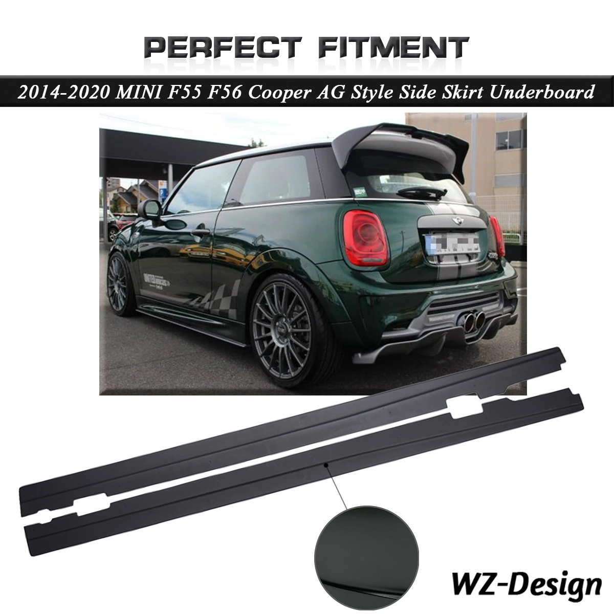 Car Accessories Fiber Glass AG Style Side Skirts Underboard Fit For 2014-2020 F55 F56 Cooper S Duell Side Skirts Underboard