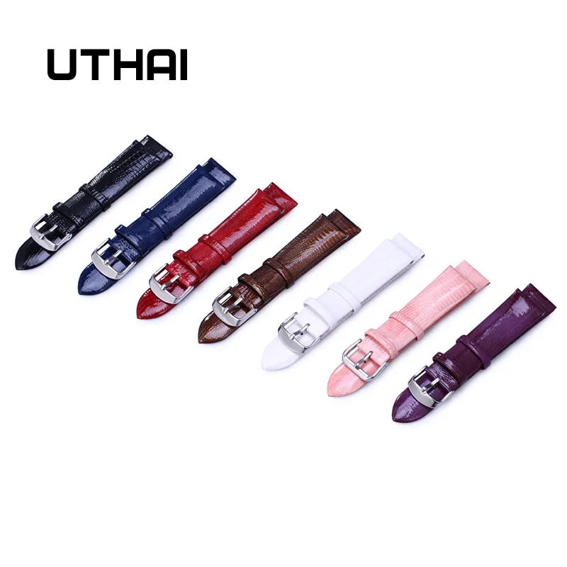 UTHAI Z10 Watch Band Woman Leather Straps 12-22mm 20mm Accessories High Quality Lizard Pattern Watchbands