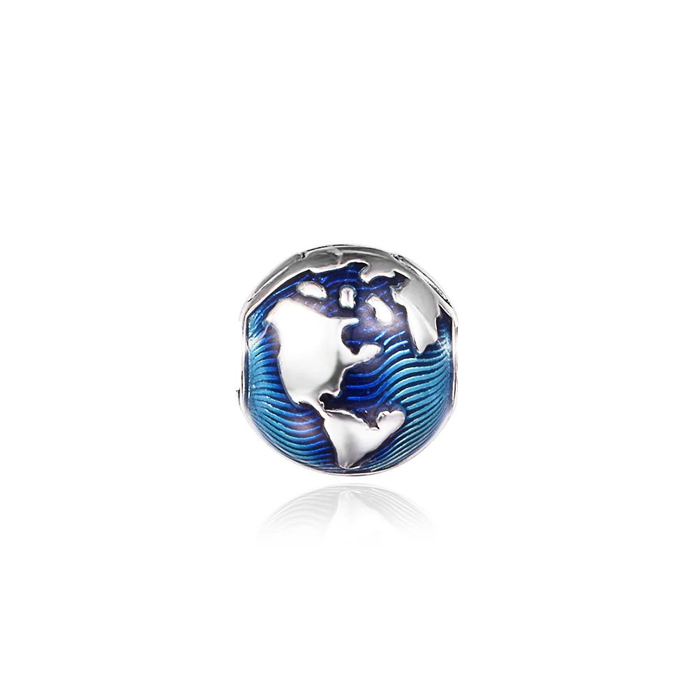 Blue Globe Clip Charm 2021 Summer Ocean Beads For Jewelry Making Fits Woman DIY Bracelets & Bangle 100% Sterling Silver