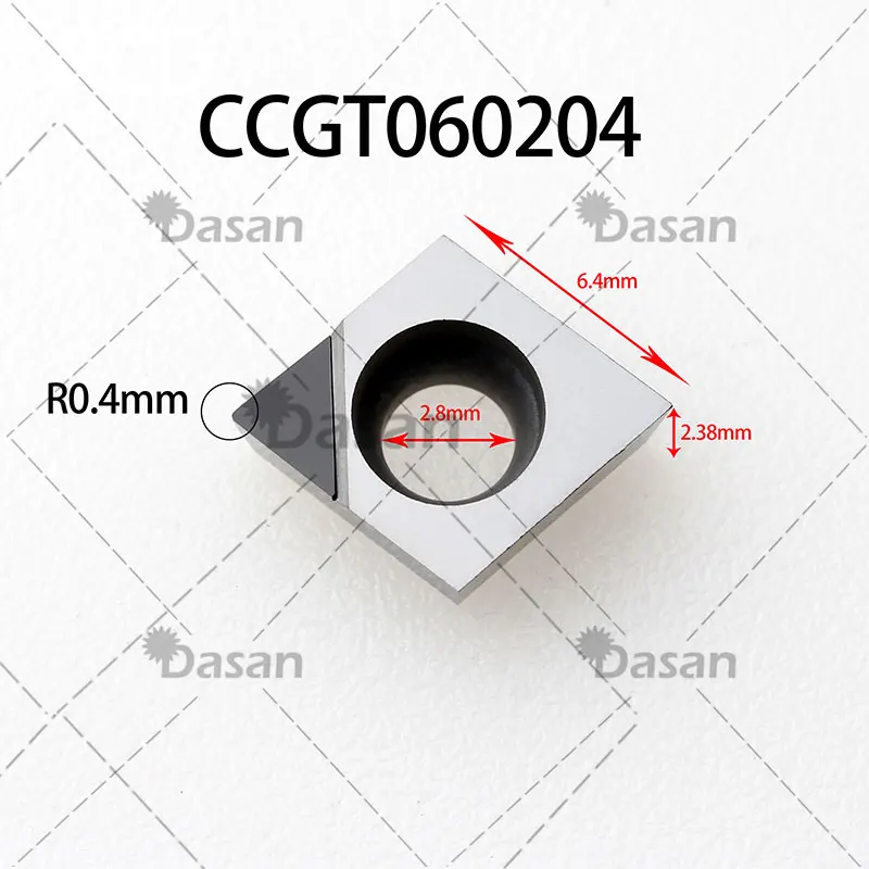 2PCS PCD Inserts CCGT060202  Diamond Tripped Blade CCGT060204 08 High Hardness Blade for cnc Turning Cutter Aluminum Copper Tool