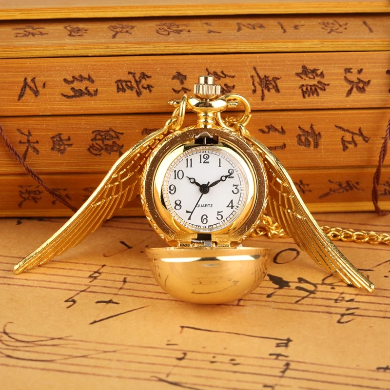 Little Cute Necklace Top Luxury Smooth Golden Watch Ball Quartz Pocket Watch Pendant with Chain Gifts for Men Women Kids Reloj