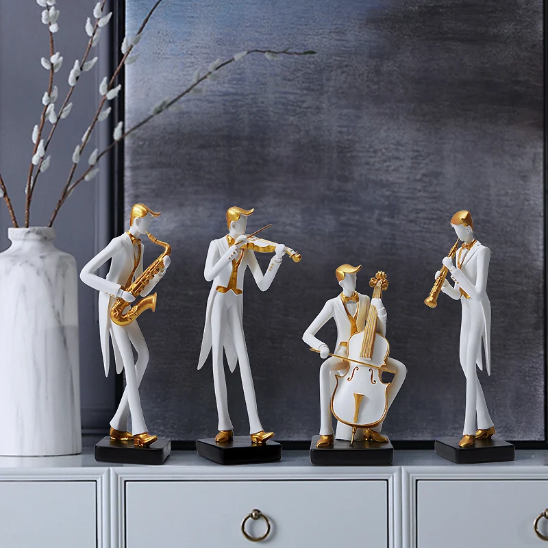 

Modern Music Performance Character Resin Ornaments Home Livingroom Table Statues Decoration Club Bookcase Sculpture Accessories