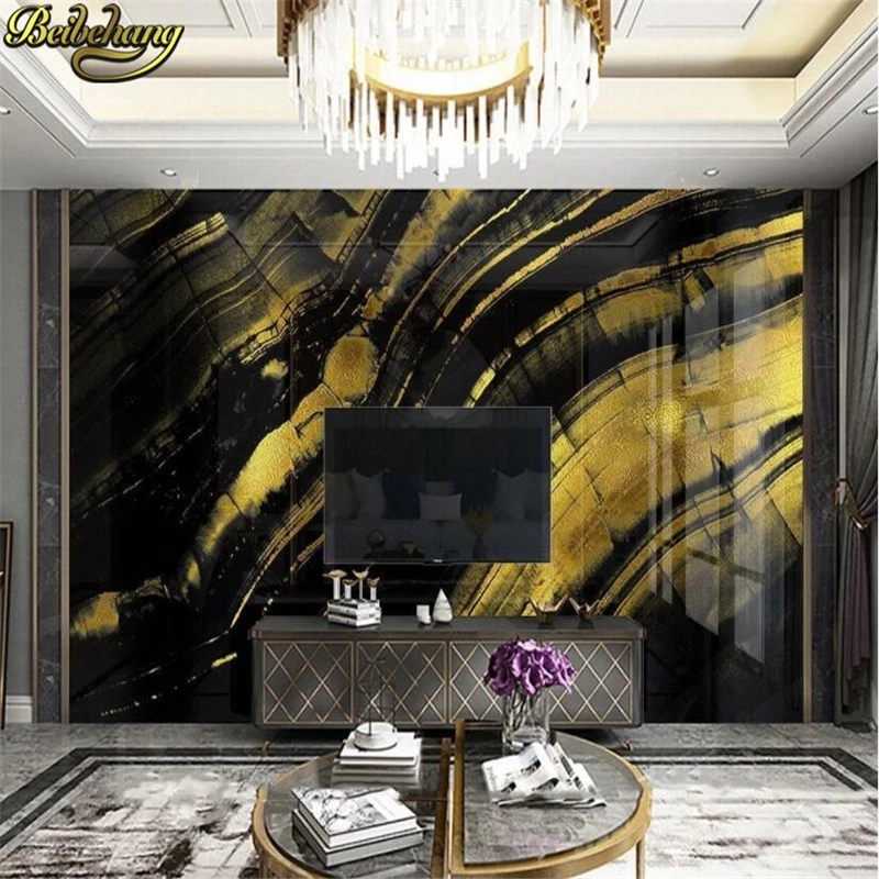 

beibehang custom Black gold business hotel Decoration 3d wallpaper walls club gold leaf imitation marble background wall paper