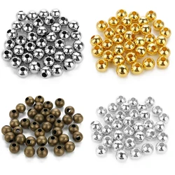 Perline di metallo tono oro/bronzo/argento distanziatore a sfera perline rotonde per creazione di gioielli accessori fai da te 3/4/6mm