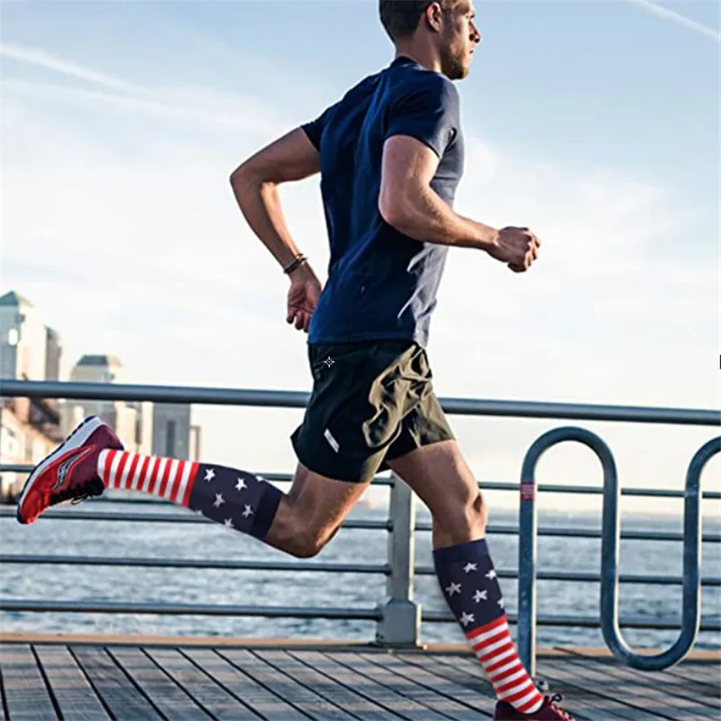 Men Women American Flag Compression Sport Socks For Unisex Athlete Running Cycling Football Basketball Ski Boost Stamina Socks