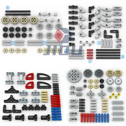 MOC Technology Bricks Accessory Bulk Gear Cross Axles Pin Set Compatible High-tech Building Blocks DIY Car Bulk Educational Toys