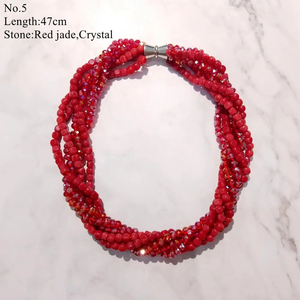 LiiJi Stocksale Necklace Red Jades Crystal Shell Onyx Sandstone Statement Necklace Only 1PCS each stock Jewelry for Women