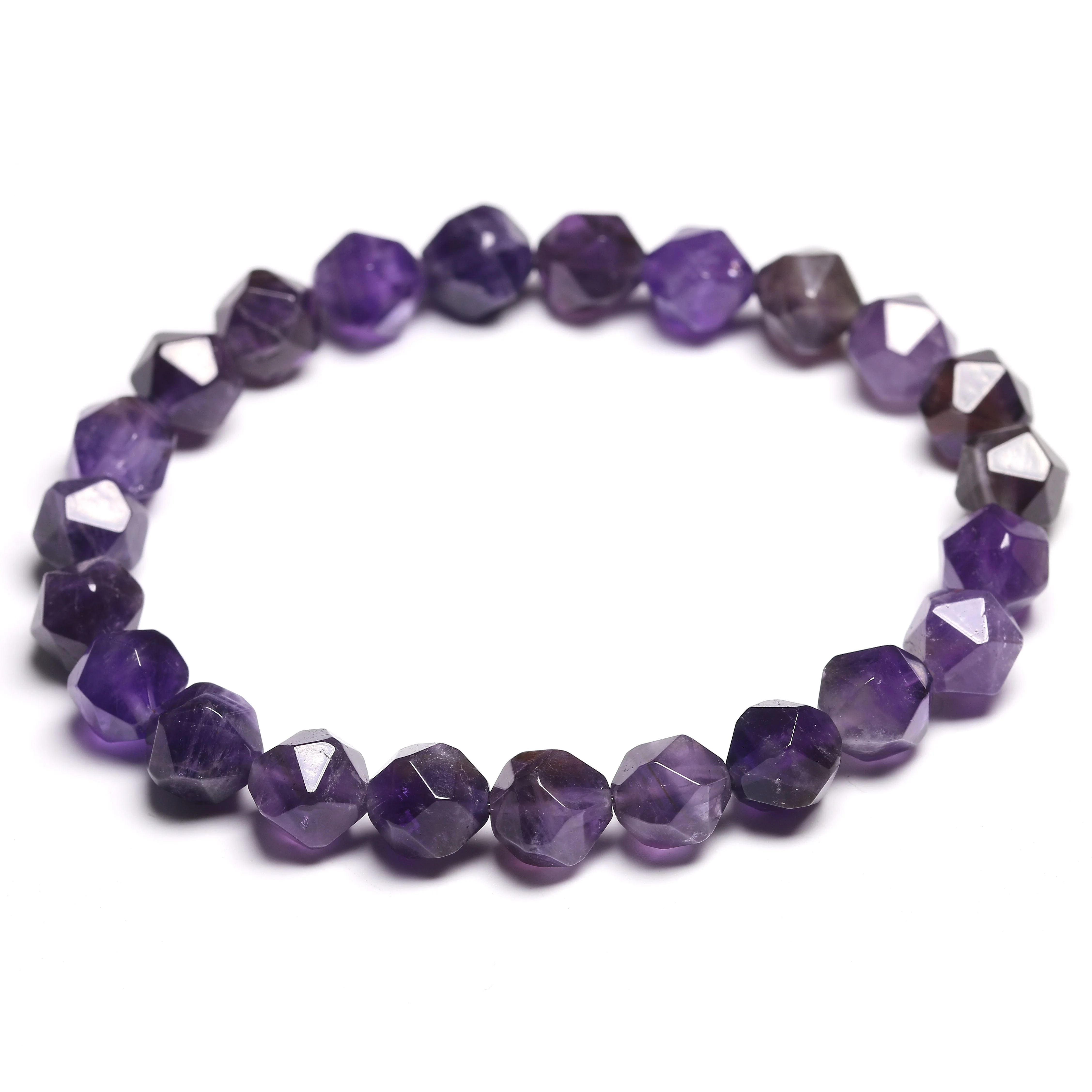 Women Bracelets Natural Amethyst Bracelet Cut Surface Couple Natural Stone Bracelet
