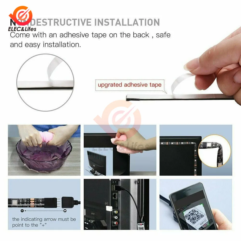 DC 5V USB LED Strip 5050 SMD RGB 1M 2M 3M 4M 5M Bluetooth APP Control luce flessibile TV sfondo luce RGB LED Tape 30LEDs