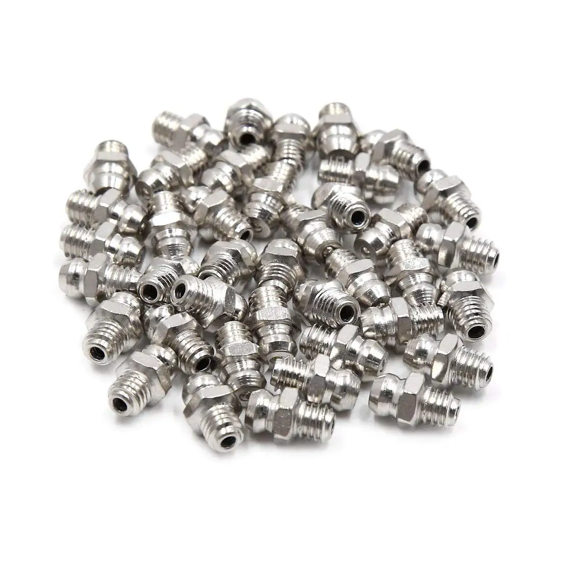 X Autohaux 40pcs M6 x 1 Nickel Plated Straight Grease Nipple Metal Fitting For Motorbike Car Truck