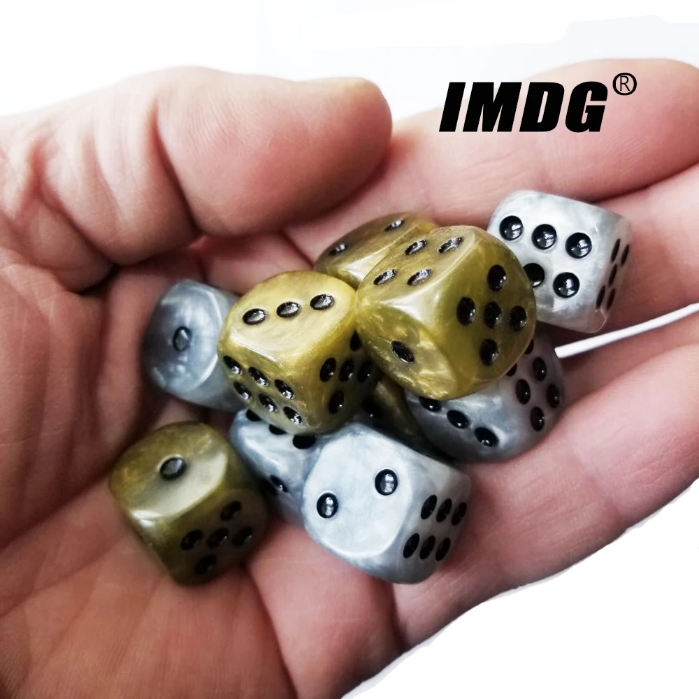 Dados acrílicos D6 de 16mm, Cubo de puntos de esquina redondeada, cubos de fiesta de entretenimiento, accesorios de dados Mahjong, 10 unids/paquete