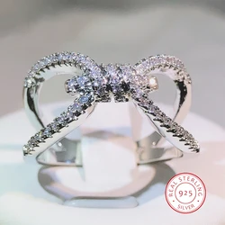 925 Sterling Silver Fashion Interwoven Figure 8 Ring For Ladies Personality Geometric Jewelry Party Birthday Gift