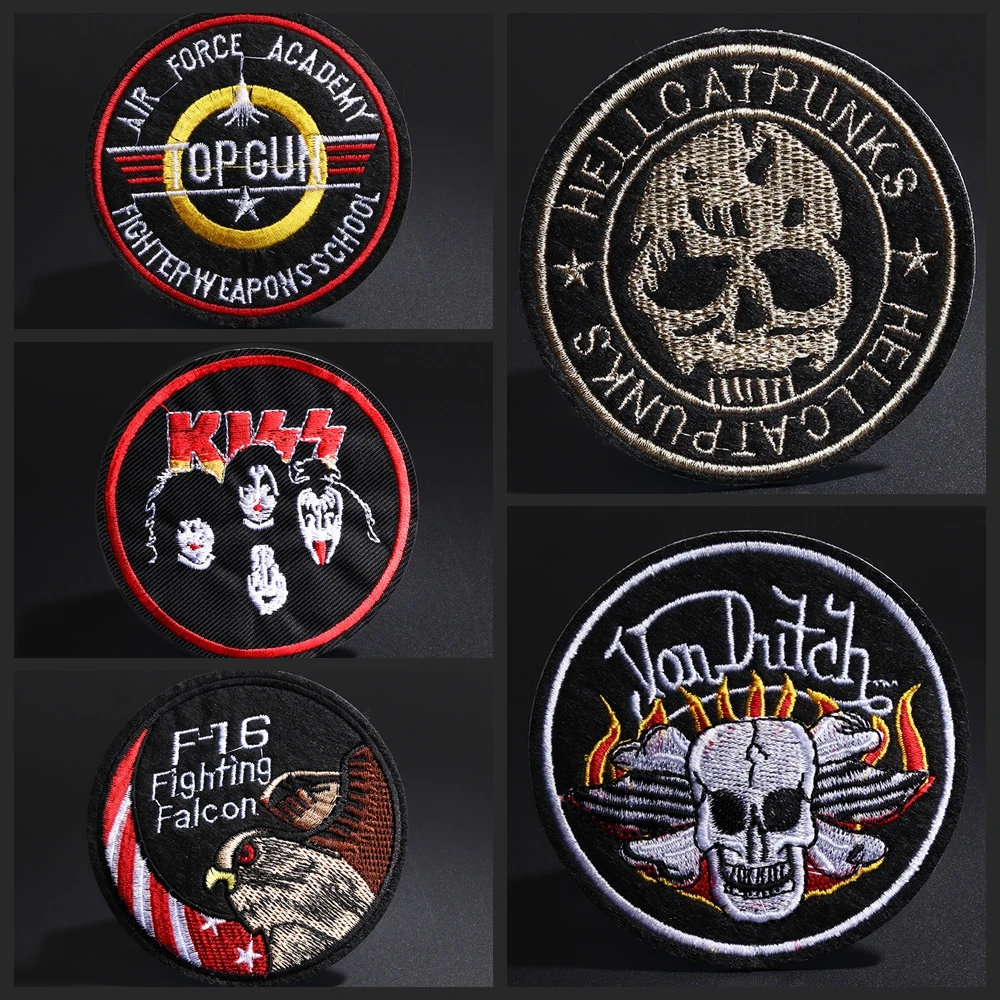 Plane skull Eagle embroidery round patch bag shoes hat coat punk DIY decoration badge clothing accessories ironing the clothes