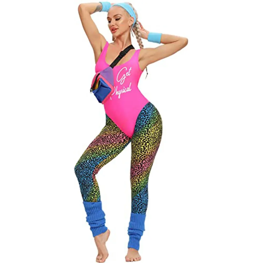 Women\'s Retro 80s/90s Inspired Bodysuit High Cut One Piece Swimsuit Bathing Suit Halloween Costume Bikini Sexy Hot Pink Swimwear