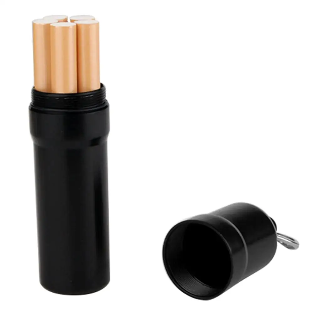 Caixa de cigarros selada com chaveiro, portátil, de aço inoxidável, 5 cigarros, caixa de armazenamento, à prova d'água