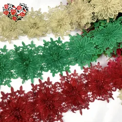 Doppio strato filato fiore pizzo 3D fiore pizzo Applique abito da ballo abito da spettacolo Patch Designer accessori in pizzo