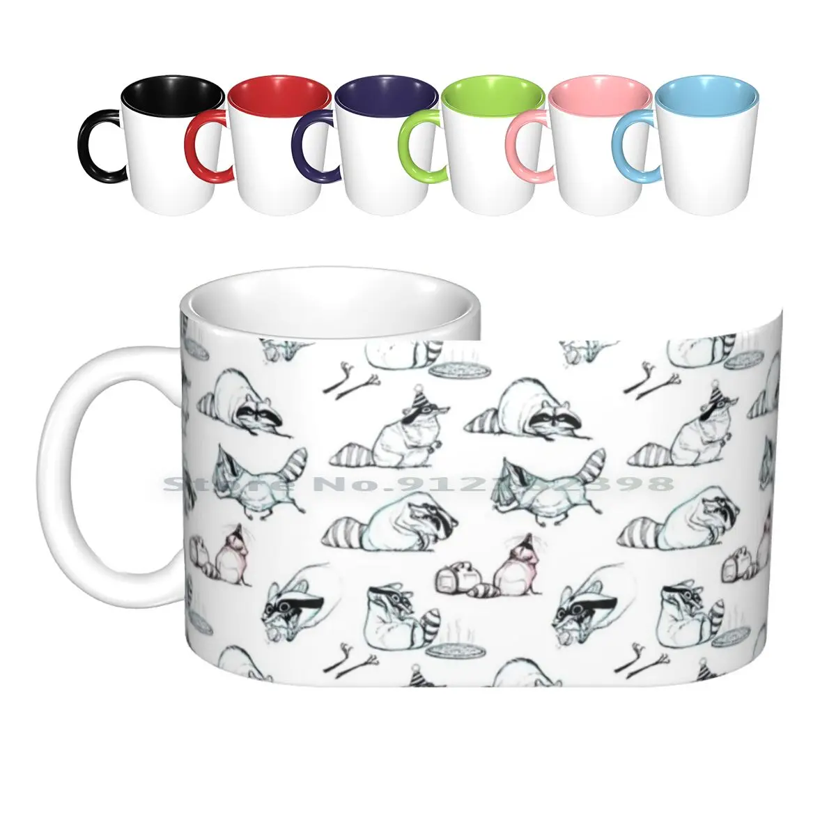 Raccoon Comic Pattern Ceramic Mugs Coffee Cups Milk Tea Mug Webcomic Raccoon Comic Creative Trending Vintage Gift Bottle Cup