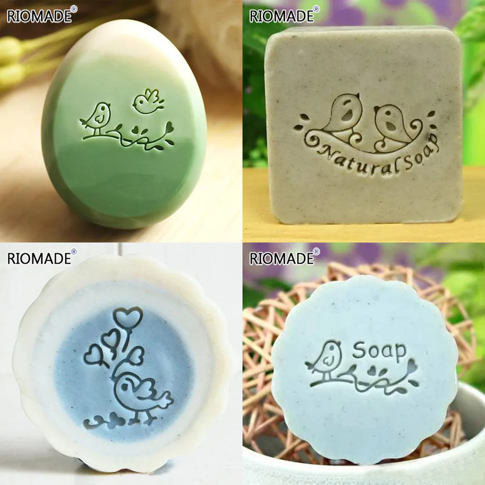 Cute Birds Handmade Soap Stamp Bird Pattern Transparent Natural Plexiglass Soap Seal With Handle Acrylic Chapter Custom