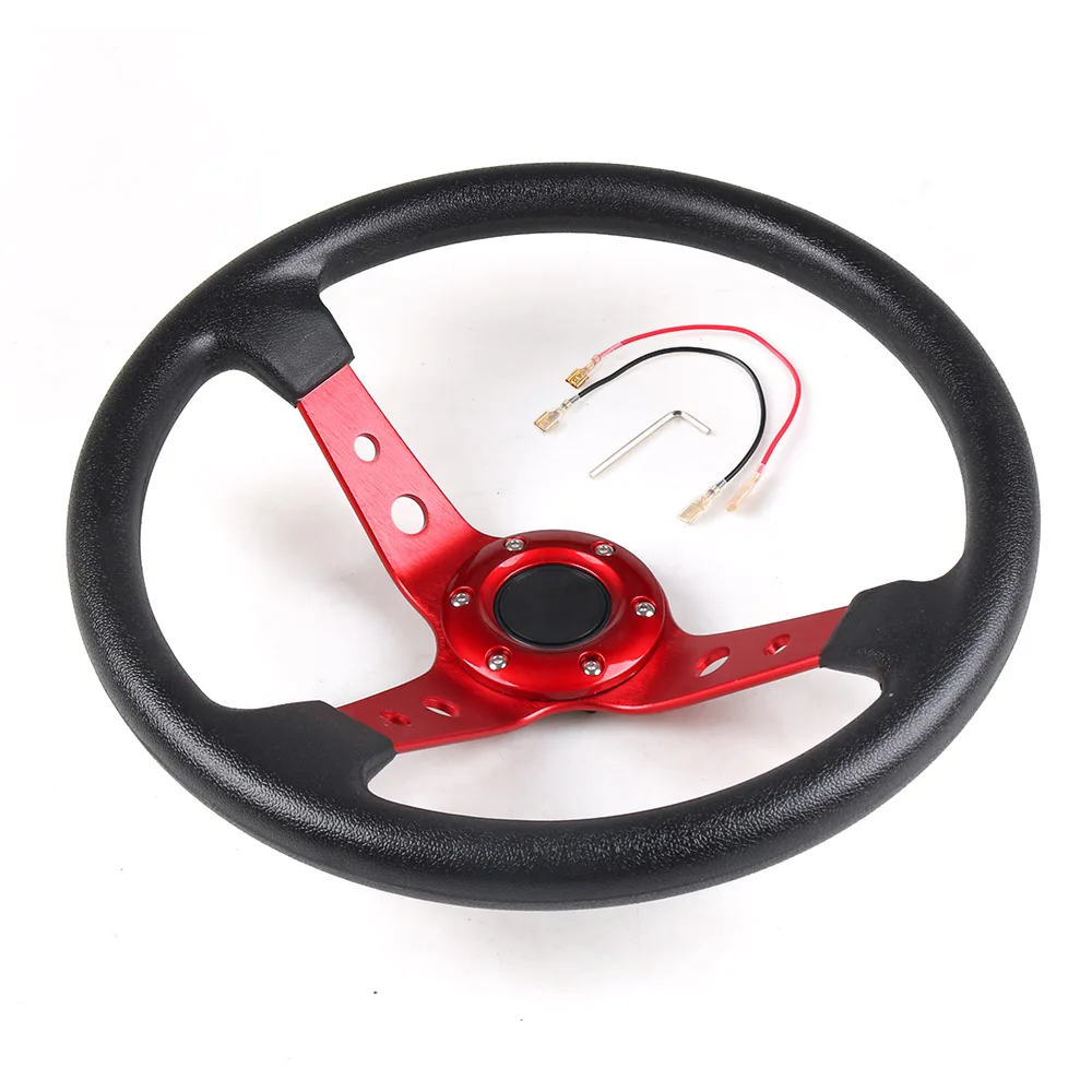 14inch 350mm Racing PU Leather Steering Wheel Aluminum Alloy Deep Corn Dish Sport Drifting Steering Wheels Universal