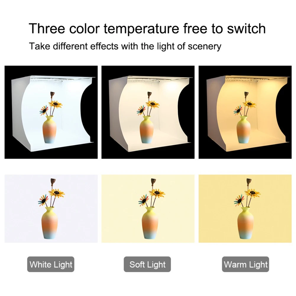 Folding Lightbox 40cm Portable Photography Photo Studio Tent LED Softbox Background Kit USB Mini Light Box For DSLR Camera