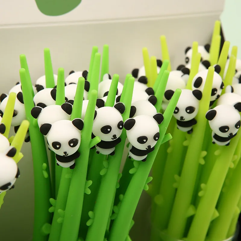 1pc 0.5mm Cute Baby Bamboo Panda Soft Rubber Cute Gel Ink Pen School Office Writing Supply Novelty Gift Stationery Student Prize